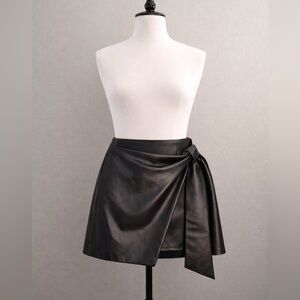 Aritzia Black Faux Leather Wrap Mini Skirt